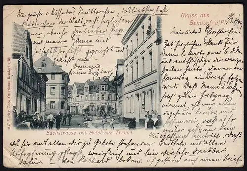 AK Bendorf Bachstrasse mit Hotel Traube 1900  (17191