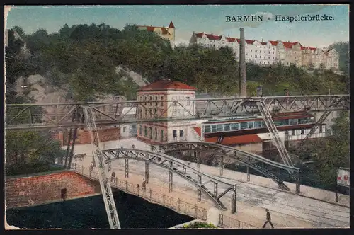 AK Barmen Haspeler Brücke Schwebebahn 1928  (17233