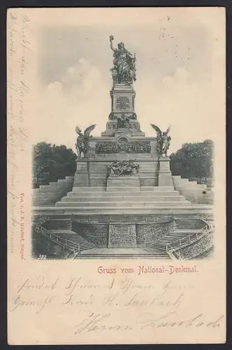 AK Gruß vom National Denkmal Niederwald 1898 (17345