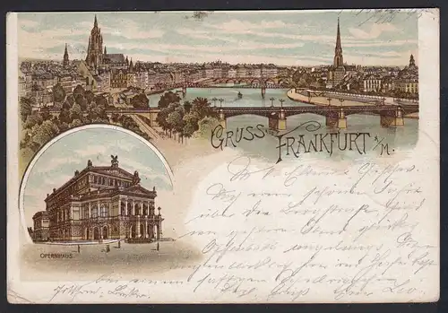 AK Litho Gruss aus Frankfurt a.M. Gesamtansicht 1895   (17413