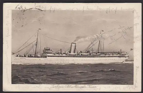 AK Turbinen-Schnelldampfer Kaiser 1926 mit Bordstempel Helgoland  (17361