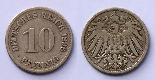 10 Pfennig 1896 E Deutsches Kaiserreich Empire Jäger Nr. 13   (17719