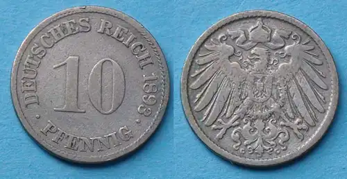 10 Pfennig 1893 G Deutsches Kaiserreich Empire Jäger Nr. 13   (17723
