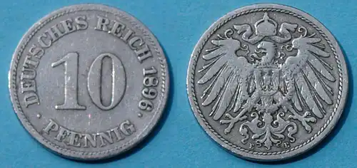 10 Pfennig 1896 E Deutsches Kaiserreich Empire Jäger Nr. 13   (17732
