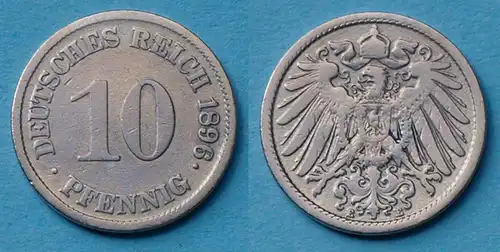 10 Pfennig 1896 E Deutsches Kaiserreich Empire Jäger Nr. 13   (17734