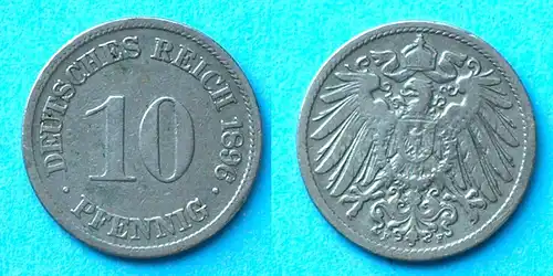 10 Pfennig 1896 F Deutsches Kaiserreich Empire Jäger Nr. 13   (17736
