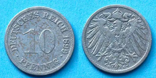 10 Pfennig 1899 G Deutsches Kaiserreich Empire Jäger Nr. 13   (17746
