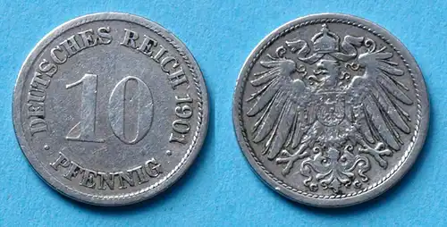 10 Pfennig 1901 G Deutsches Kaiserreich Empire Jäger Nr. 13   (17748