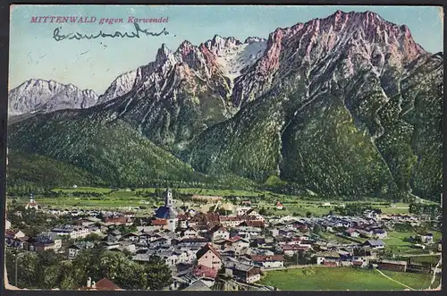 AK Mittenwald gegen Karwendel Gesamtansicht 1943   (12303