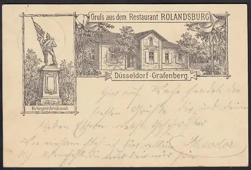 AK Restaurant Dickens  Düsseldorf Grafenberg 1896 frühe Karte  (12308