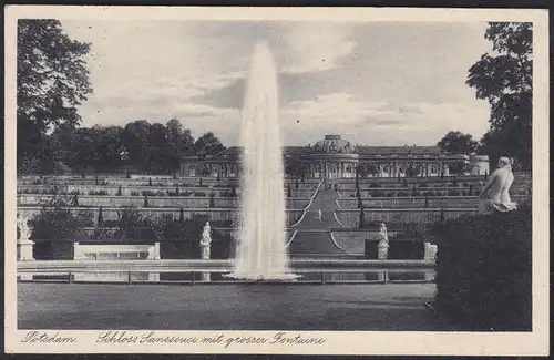 AK Potsdam Schloss Sanssouci mit grosser Fontaine    (12378