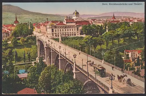 AK Bern Kornhausbrüchke und Theater Strassenbahn  (12398