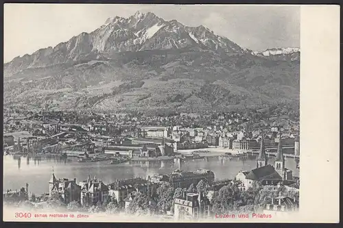 AK Luzern mit See und Pilatus Gesamtansicht    (12450