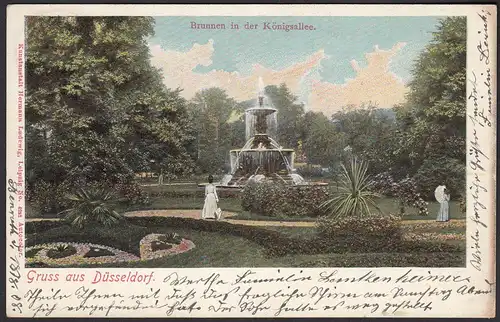 AK  Düsseldorf Brunnen in der Königsallee 1908    (12511