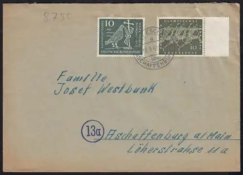 Eschau über Aschaffenburg Überstempel Landpost 1960  (17511