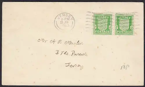 Jersey Deutsche Besetzung Mi. 1 Paar auf FDC 29-1-1942    (17625