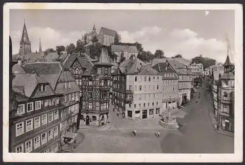 AK Marburg an der Lahn Markt und Schloß Geschäfte   (12604