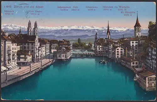 AK Zürich Innenstadt Alpen Bifertenstock Tödl Scheerhorn   (12611