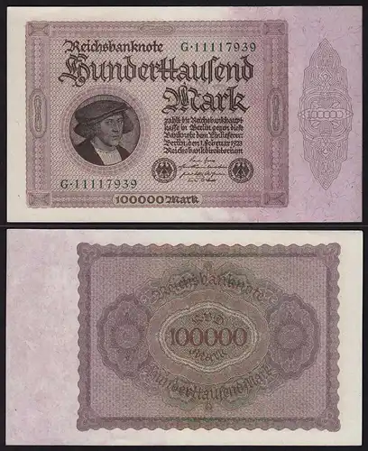 Reichsbanknote 100.000 100000 Mark 1923 Rosenberg 82a XF/UNC   (15269