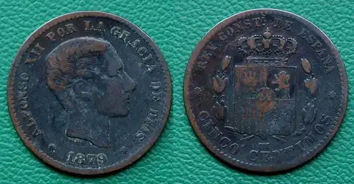 5 Centimos 1879 - Spanien Alfonso XII      (17863