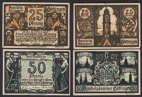 Niedersachsen - Göttingen Handelskammer 25 + 50 Pfennig  Notgeld   (17881