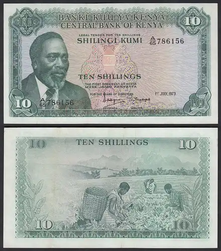 KENIA - KENYA 10 Shillings Banknote 1973 Pick 7d XF    (18018