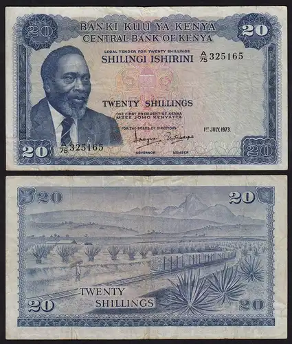 KENIA - KENYA 20 Shillings Banknote 1973 Pick 8d VF    (18039