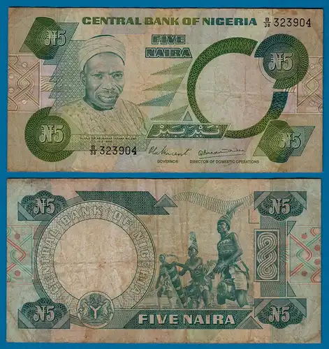 Nigeria 5 Naira Banknote 1979-1984 Pick 20a sig.4 F/VF   (18182