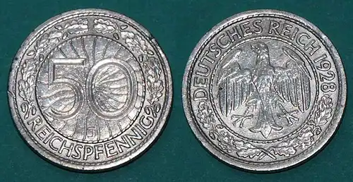 50 Reichpfennig 1928 J Weimar - Jäger 324   (18407