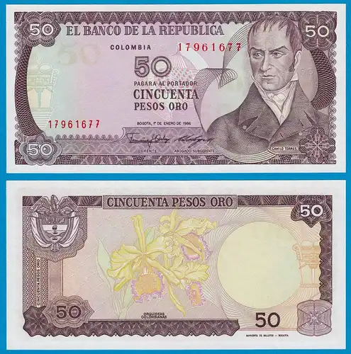 Kolumbien - Colombia 50 Pesos 1986 Pick 425b  UNC    (18839