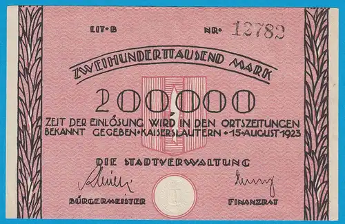 Kaiserslautern - Notgeld 200-tausend Mark 1923 VF/XF    (18983