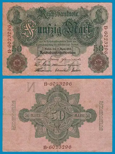 Reichsbanknote 50 Mark 1910 Rosenberg 42 -VF = 3   (18986