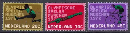 Niederlande  Mi. 991-993 postfrisch Olympische Sommerspiele München 1972 (80087