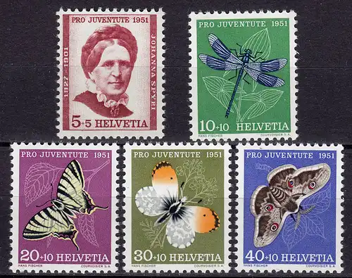 Schweiz  Mi. 561-565 postfrisch Pro Juventute 1952 Insekten  (11229