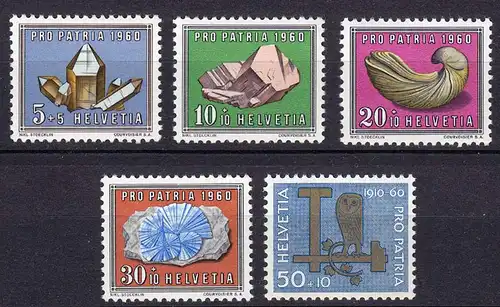 Schweiz  Mi. 714-718 postfrisch Pro Patria Mineralien 1960       (11282