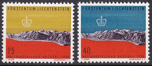 Liechtenstein  Mi. 369-370  postfrisch Weltausstellung  1958  (11310