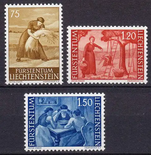 Liechtenstein  Mi. 395-397 postfrisch  Freimarken 1960  (11321