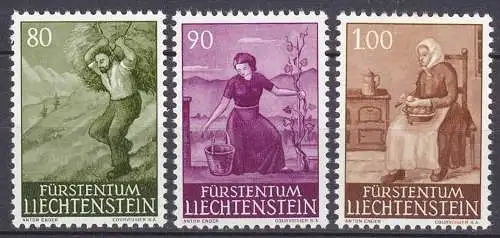 Liechtenstein  Mi. 411-413 postfrisch Ländliche Motive 1961 (11324