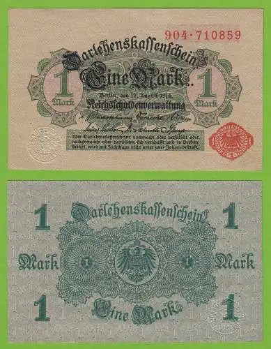 Darlehnskassenschein 1 MARK 1914 Ros. 51c  XF/aUNC  (19542