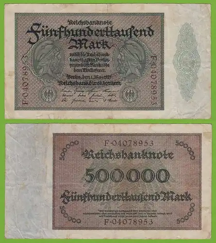 Reichsbanknote - 500000 500.000 Mark 1923 Ros. 87b fast VF  (19559