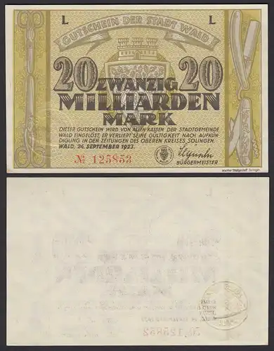Rheinland - Stadt Wald Solingen 20 Milliarden Mark 1923 gutes XF  (19603