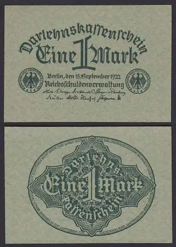 Darlehenskassenschein 1 Mark 1922 Ros.73a Pick 61 UNC (1) (19639