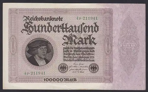 Reichsbanknote - 100000 100.000 Mark 1923 Ros. 82d Pick 83 XF   (19654