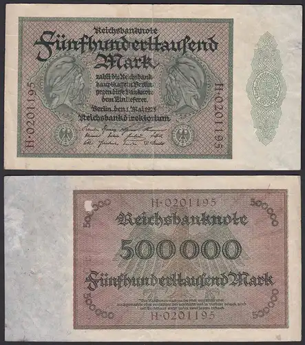 Reichsbanknote - 500000 500.000 Mark 1923 Ros. 87a  F Pick 88a  (19661