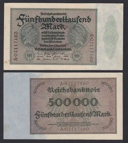 Reichsbanknote - 500000 500.000 Mark 1923 Ros. 87b gutes VF Pick 88a  (19665