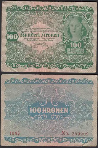 Österreich - Austria 100 Kronen 1922 Pick 77 F (4)  (19819