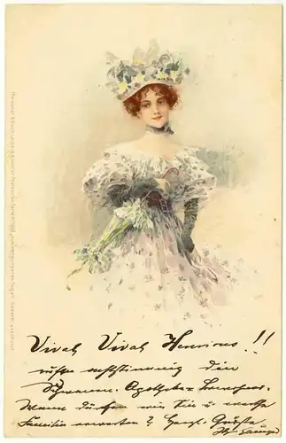 AK Jugendstil Frauen Mode Fantasie 1900   (2939