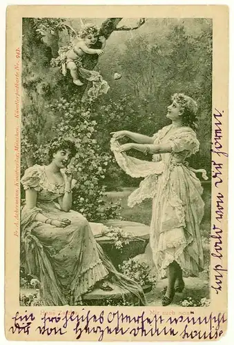 AK Jugendstil Frauen Engel Traum Fantasie Herz 1901   (2941