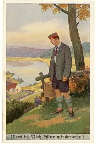 AK Kunstkarte Kriegskarte Serie 2 Werd ich Dich Hütte wiedersehen? 1917  (2950