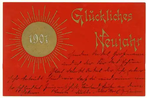 AK Glückliches Neujahr 1901 in rot Golddruck  (2961
